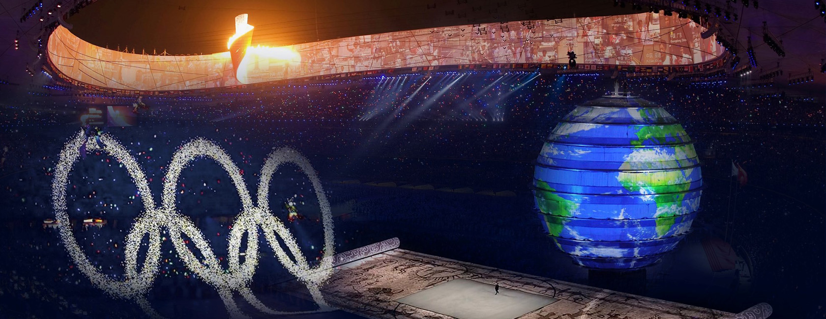 2008年北京奥运会开幕式 xkty.com星空打造梦幻五环、巨型LED地屏画卷、地球影像等项目